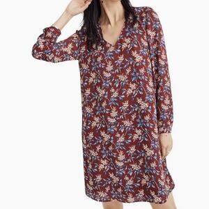 Madewell Shift Dress in Antique Flora Size XXS Button-Back Long Sleeve Casual